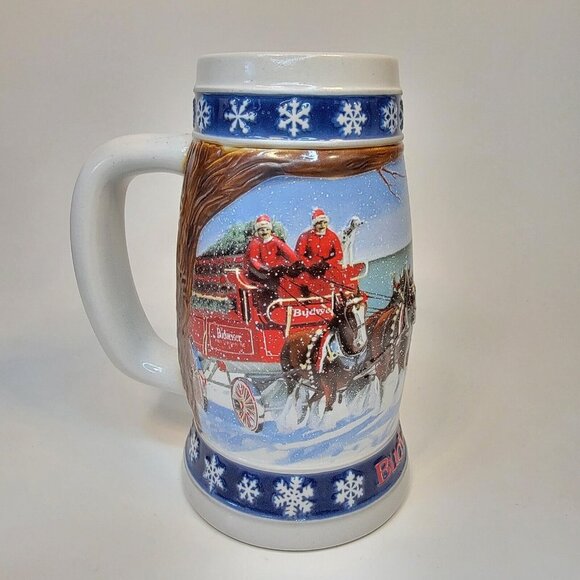 Budweiser Clydesdale Stein Lighting The Way Home winter scene lighthouse snow - Picture 3 of 8
